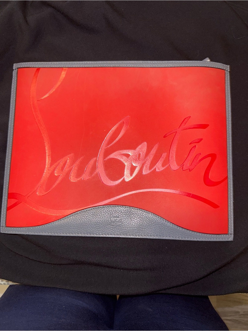 Christian Louboutin Red and Gray Leather Pouch